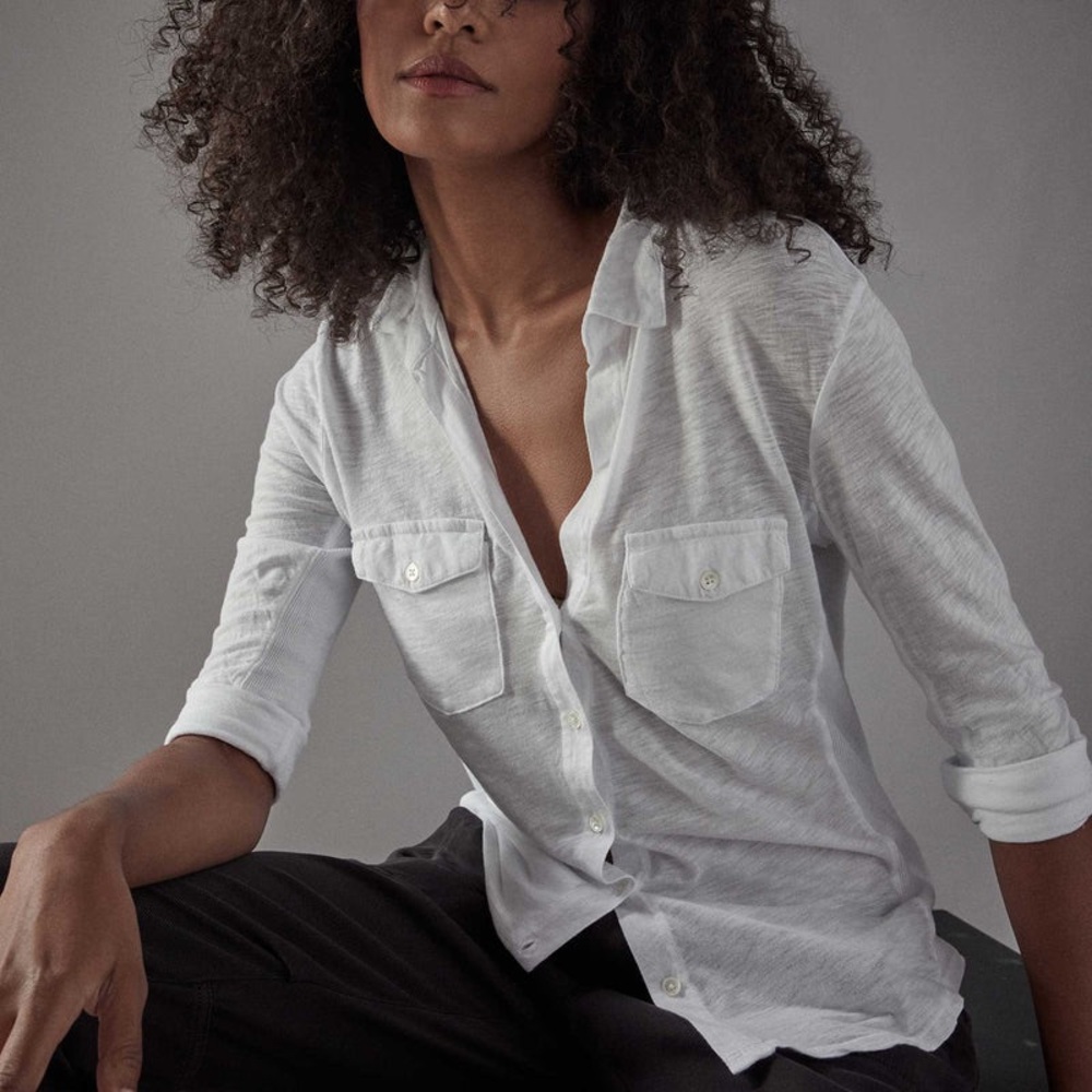 James Perse Women's White Button-Up Shirt